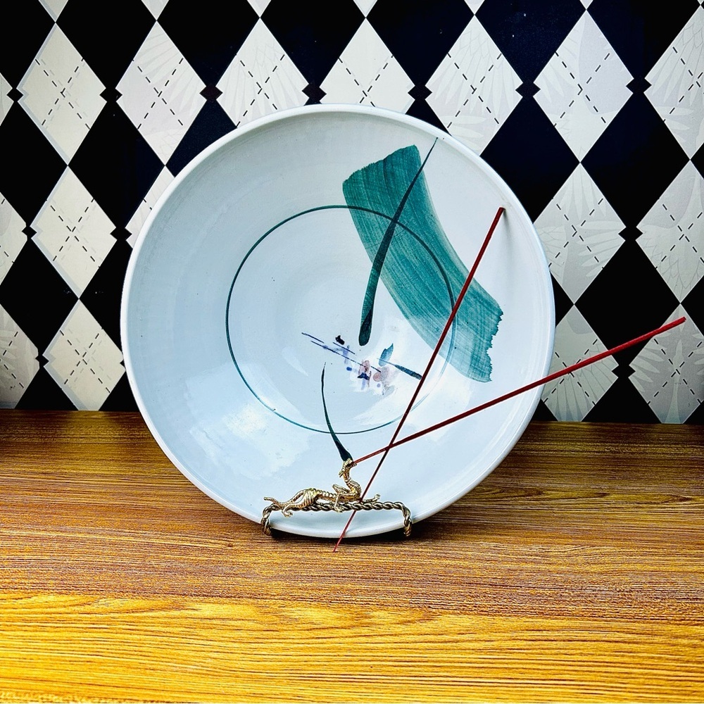 Japanese Bowl Hand-Painted Abstract Bamboo Vintage Serving or Display Large Deep - Picture 16 of 17